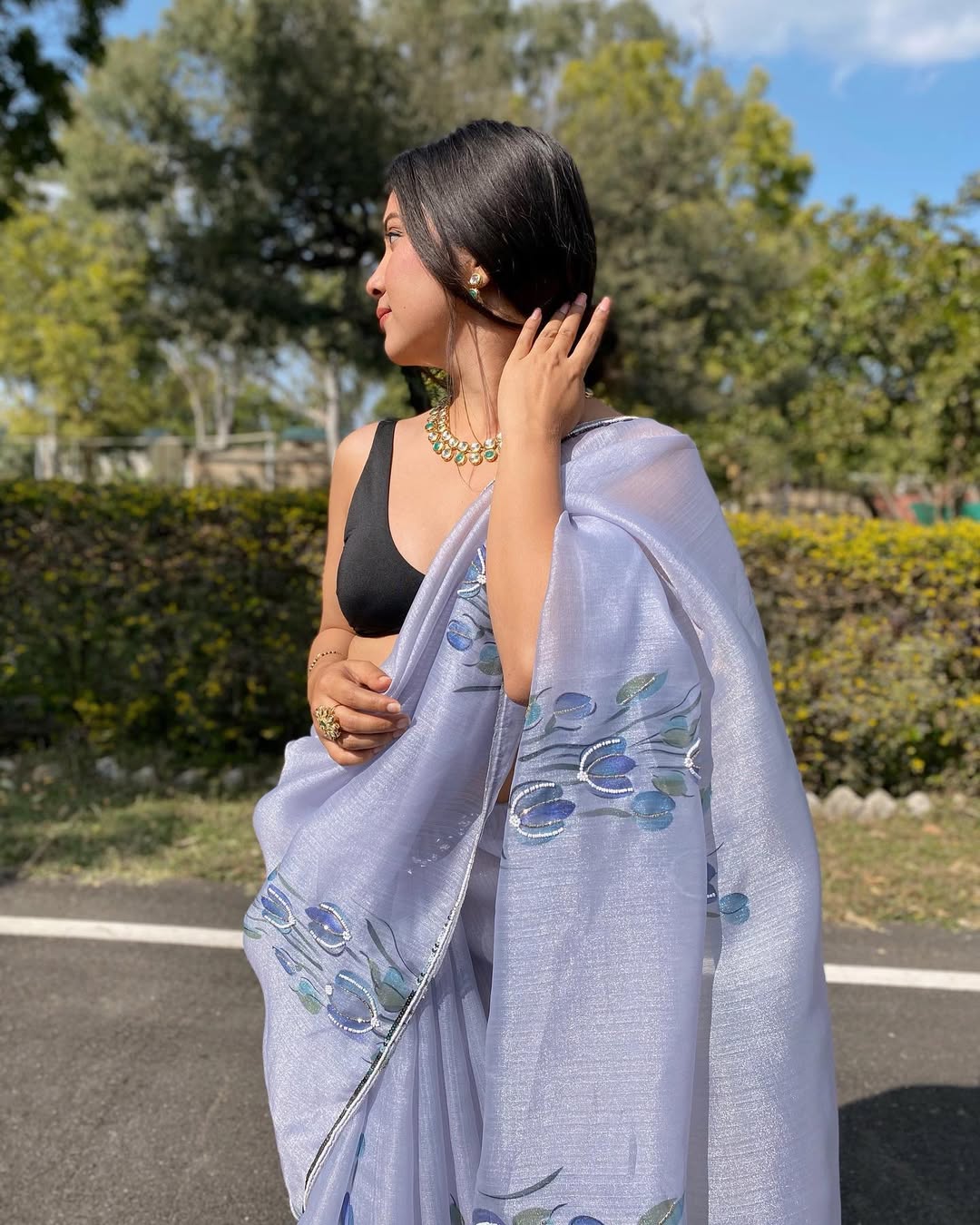 One Minute Ready To Wear Pure Soft Imported Organza Satin Silk Saree