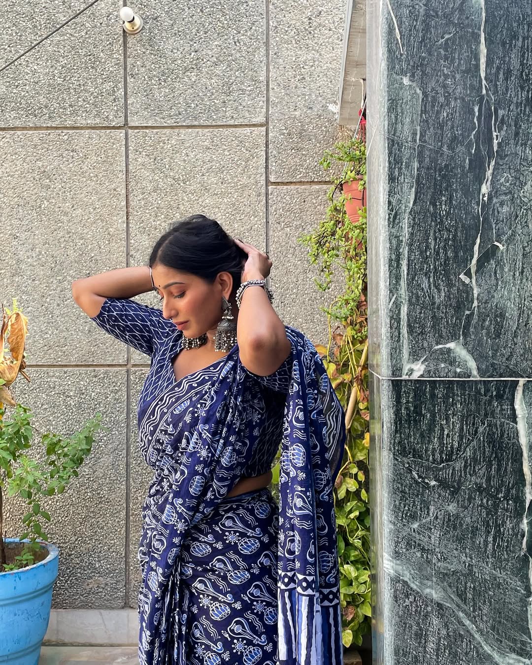 One Minute Ready To Wear Sensational Blue Cotton Saree