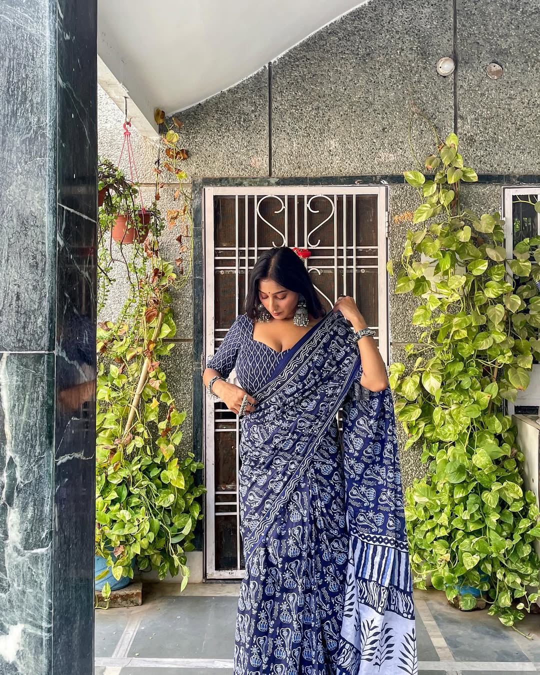 One Minute Ready To Wear Sensational Blue Cotton Saree