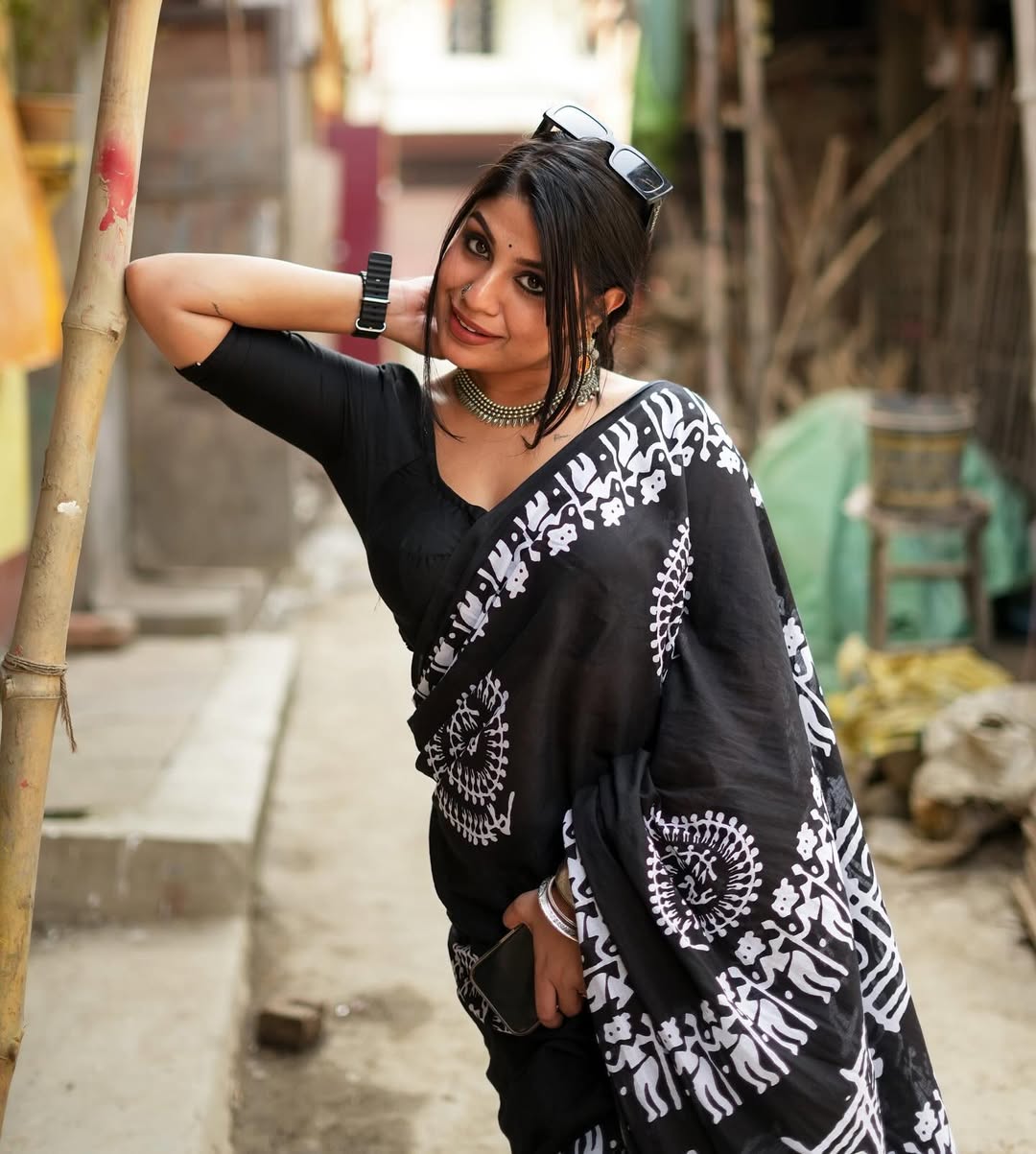 One Minute Ready To Wear Pure Soft Cotton Mulmul Hand Block Printed Saree