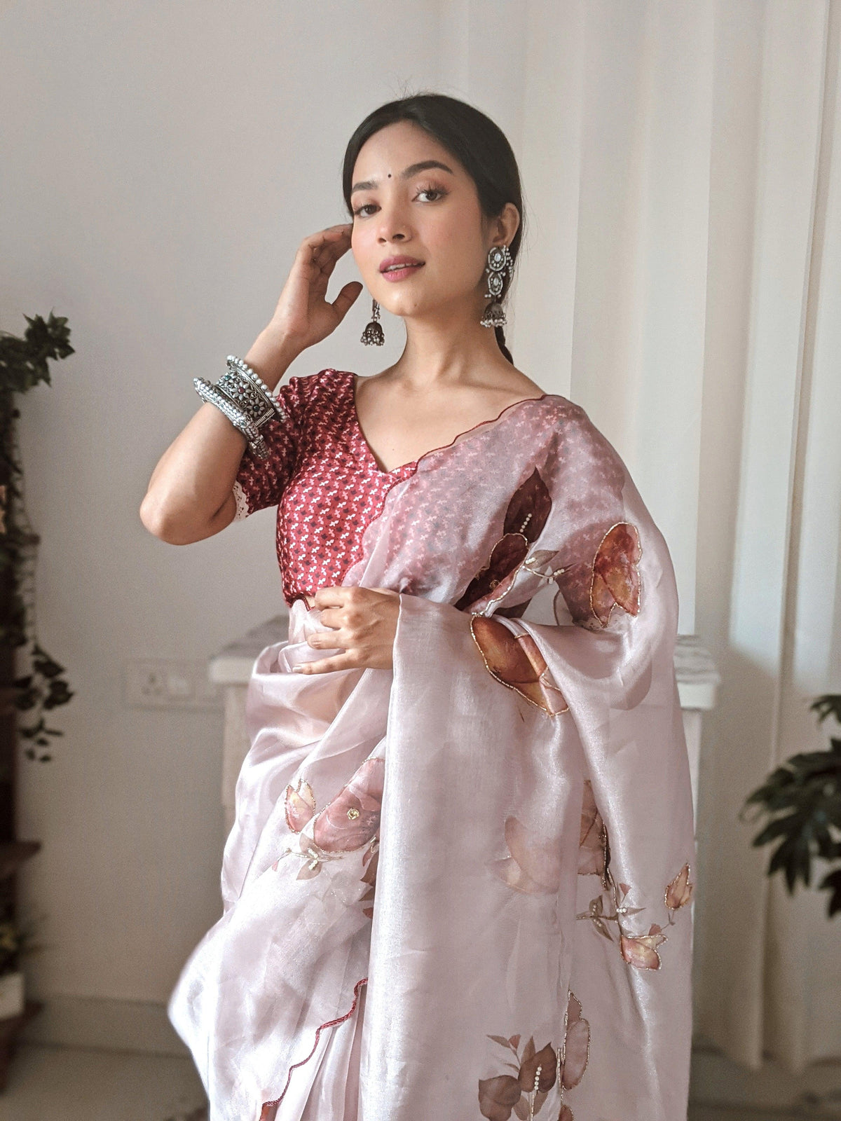 One Minute Ready To Wear Soft Organza Silk Saree