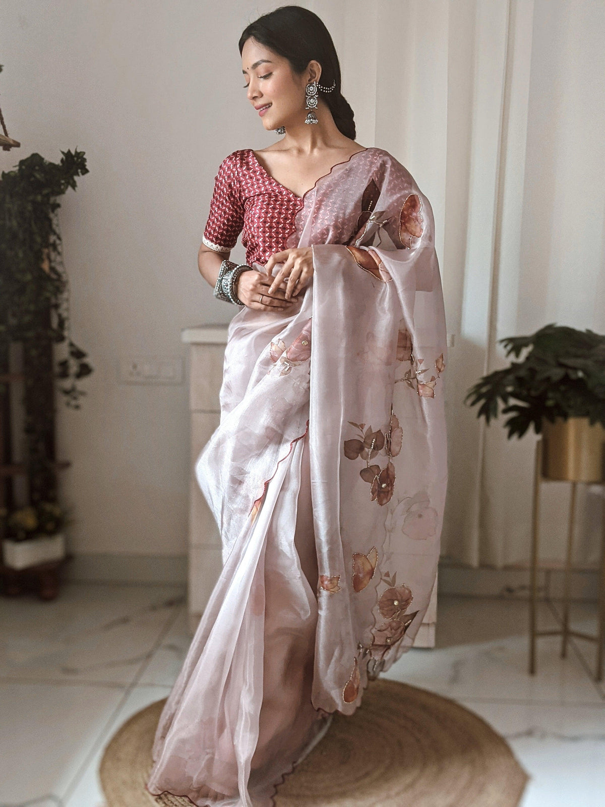 One Minute Ready To Wear Soft Organza Silk Saree