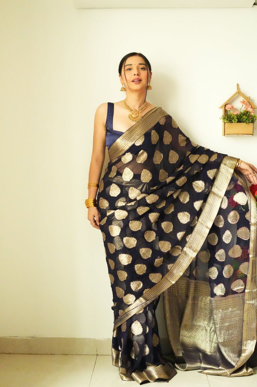 One Minute Ready To Wear Pure Banarasi Silk Saree