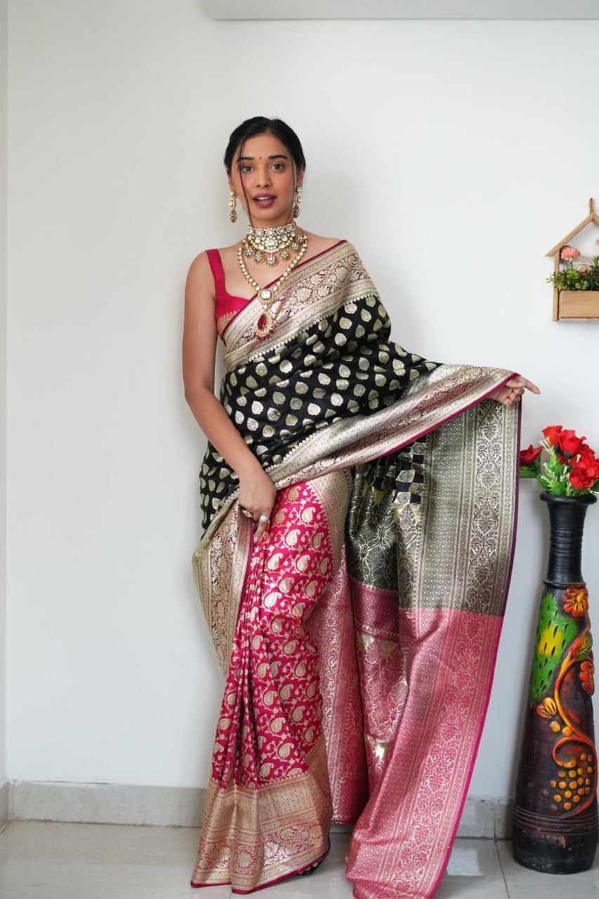 One Minute Ready To Wear Pure Banarasi Silk Saree