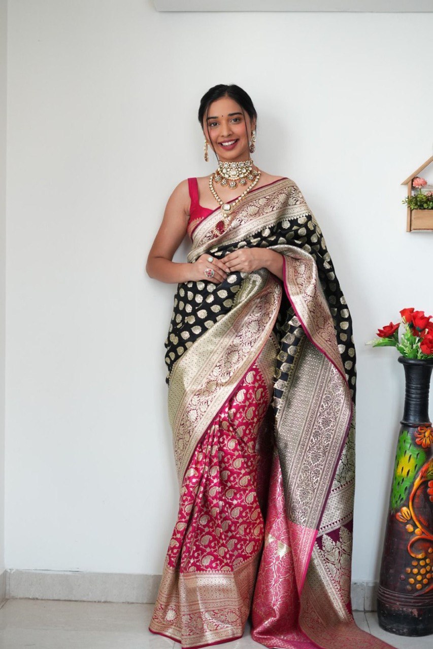 One Minute Ready To Wear Pure Banarasi Silk Saree