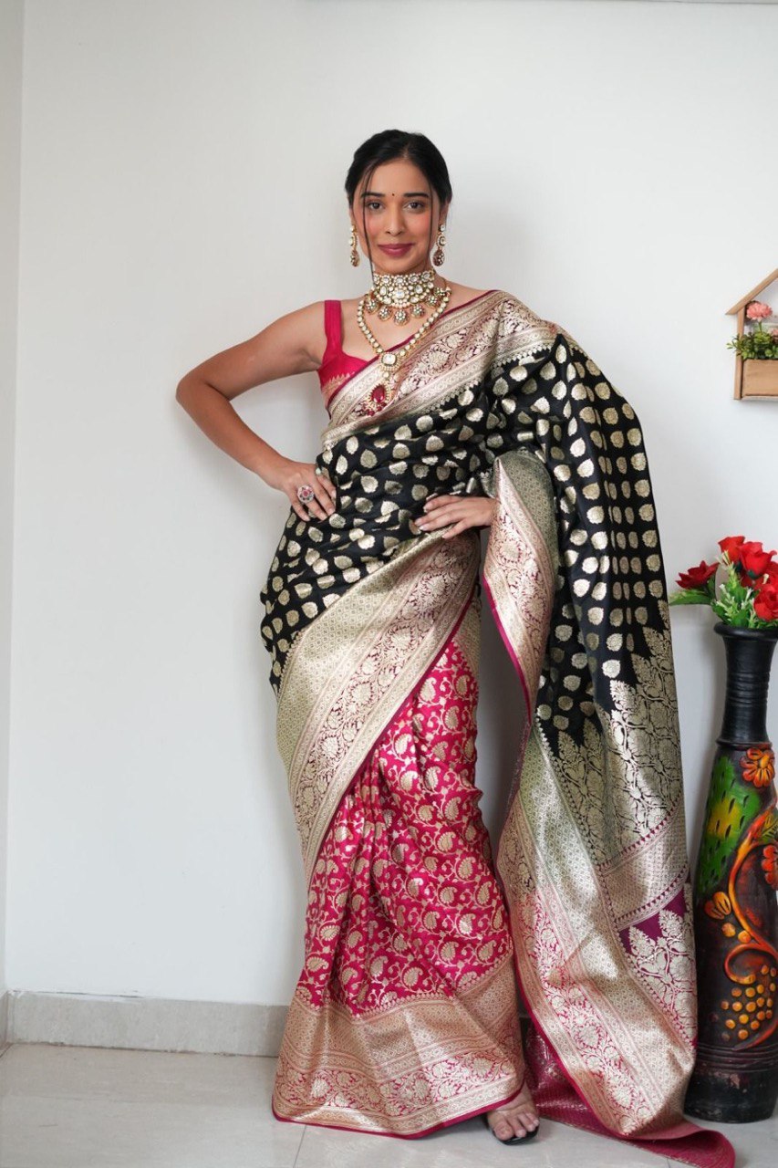 One Minute Ready To Wear Pure Banarasi Silk Saree