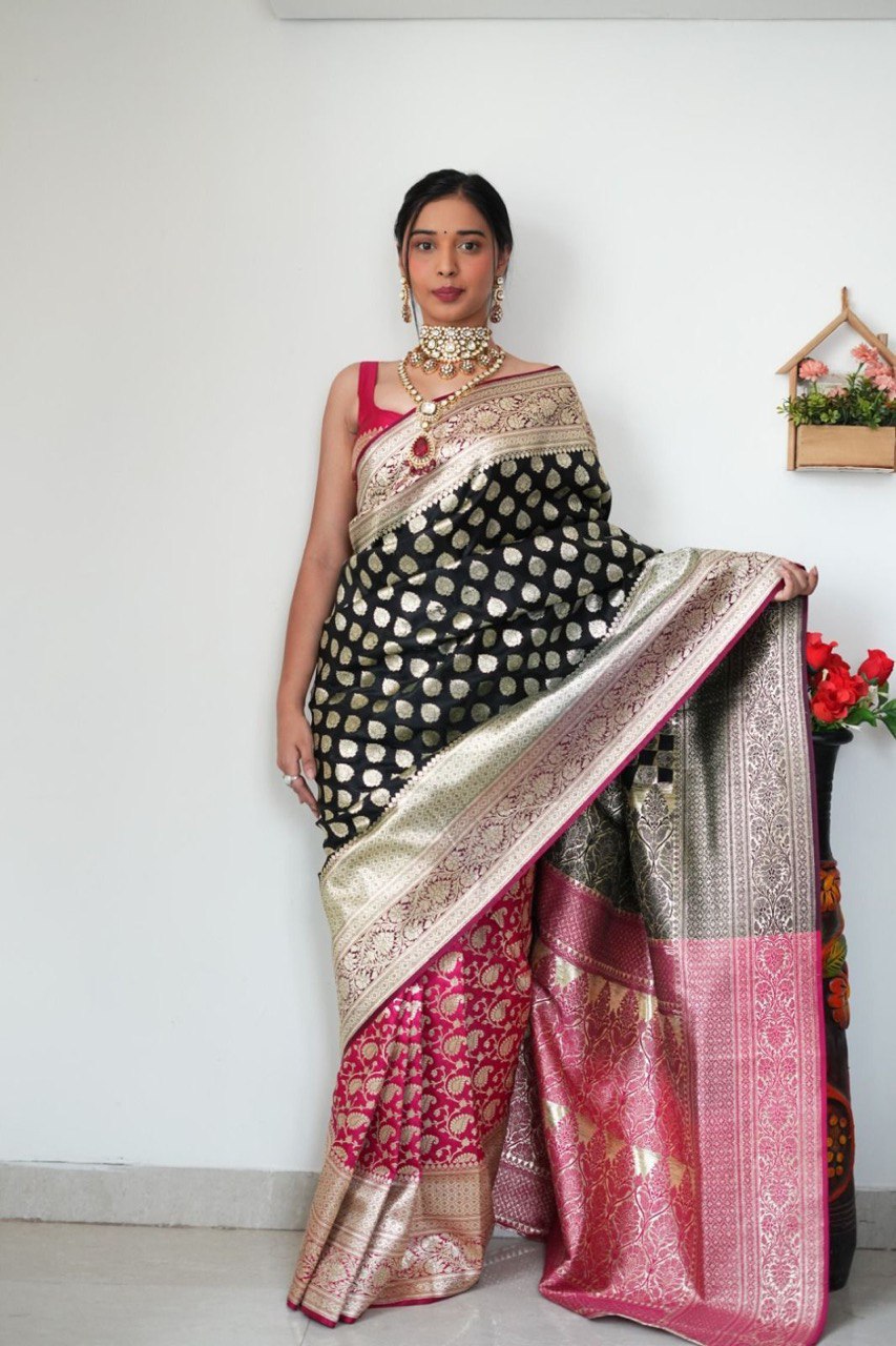 One Minute Ready To Wear Pure Banarasi Silk Saree