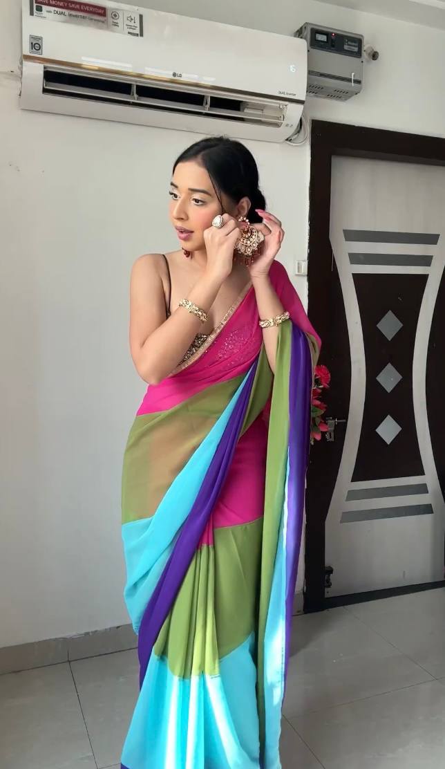 One Minute Ready To Wear Multicolor Dream Weave Graceful  Saree