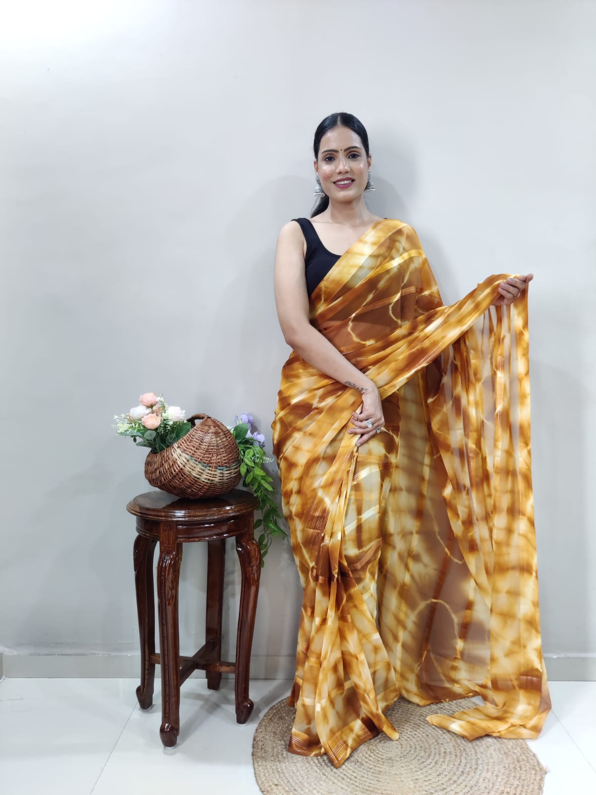 One Minute Ready To Wear Golden Aura Grace Saree