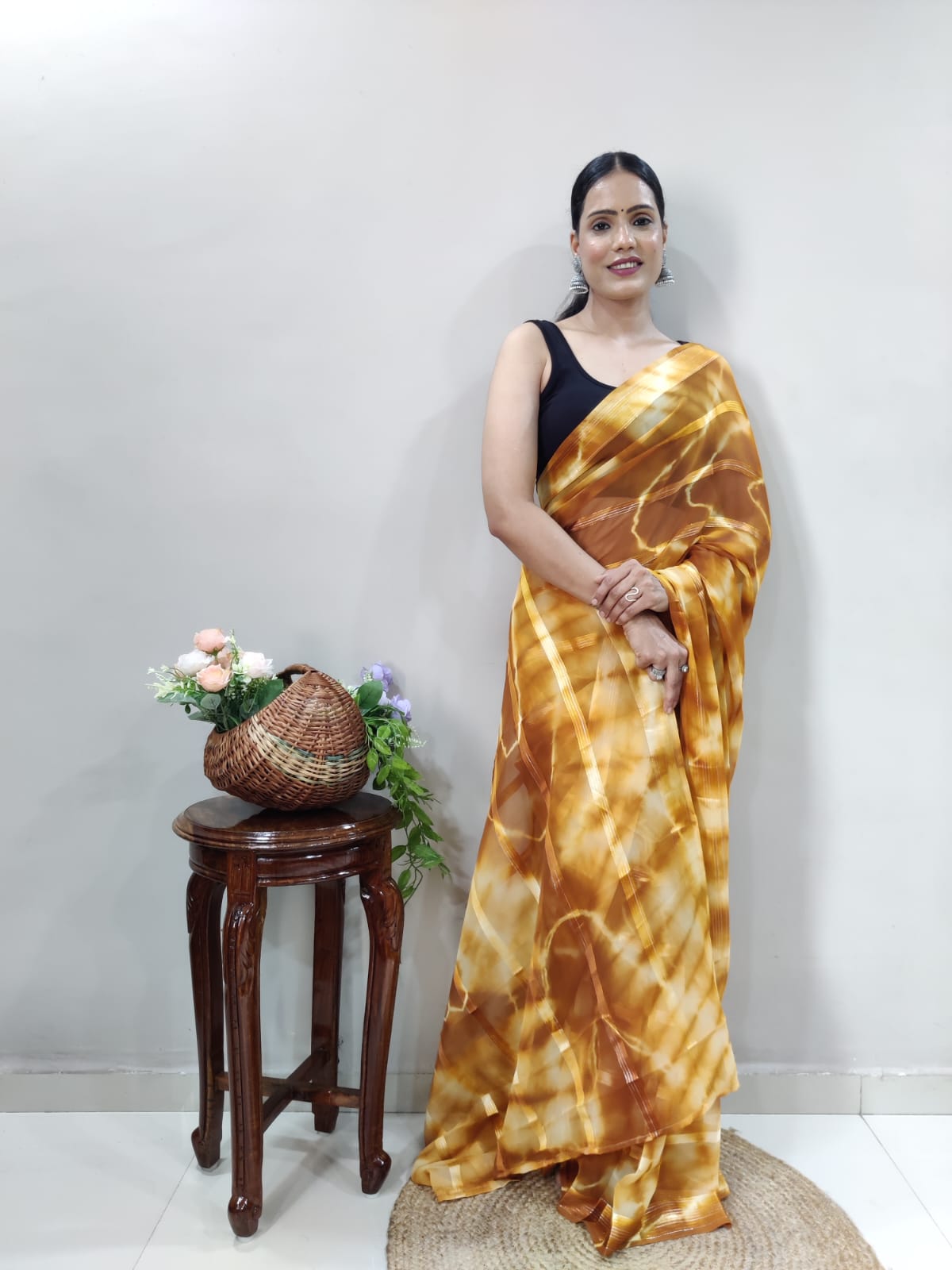 One Minute Ready To Wear Golden Aura Grace Saree