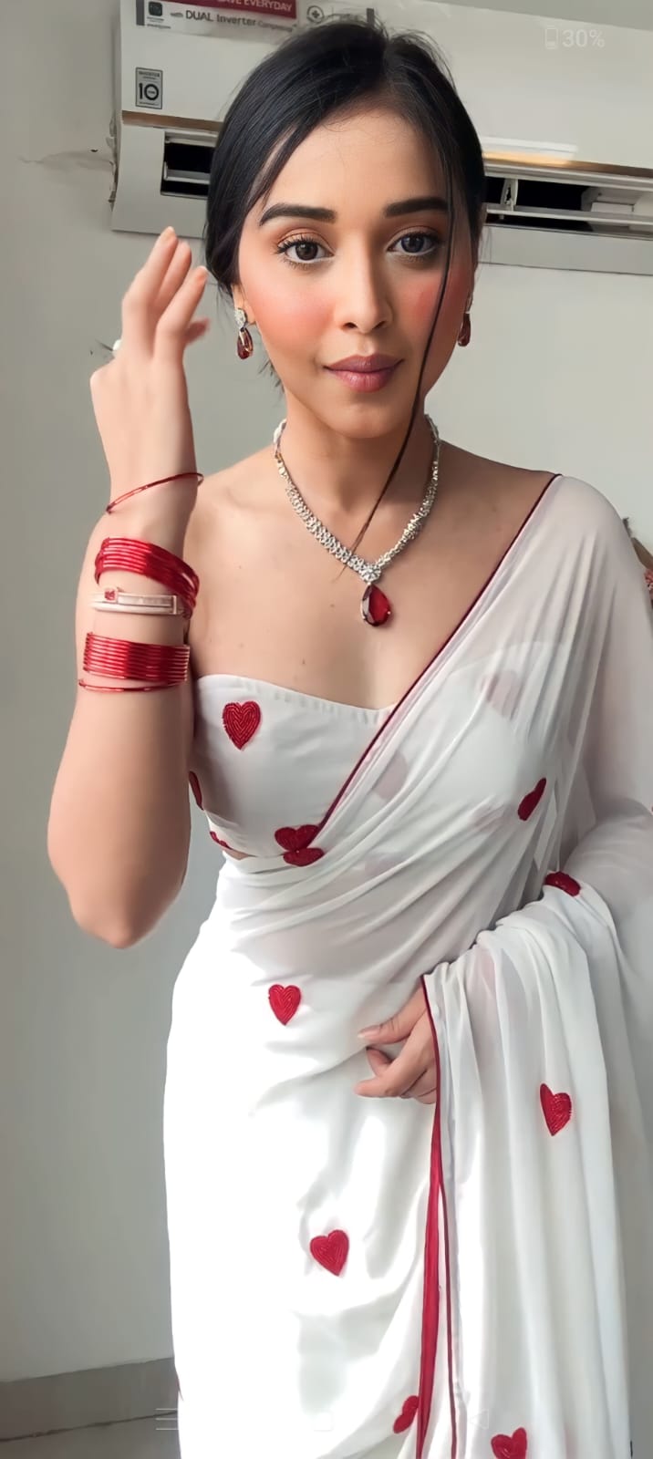 One Minute Ready To Wear Classic  Heartwarming White Saree