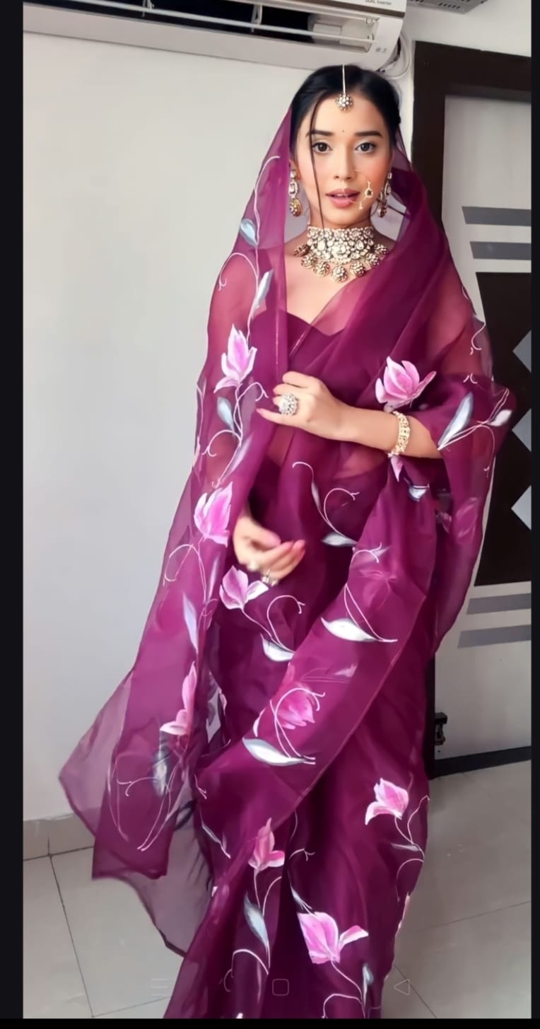 One Minute Ready To Wear Classic Lavender Floral Wrap Saree