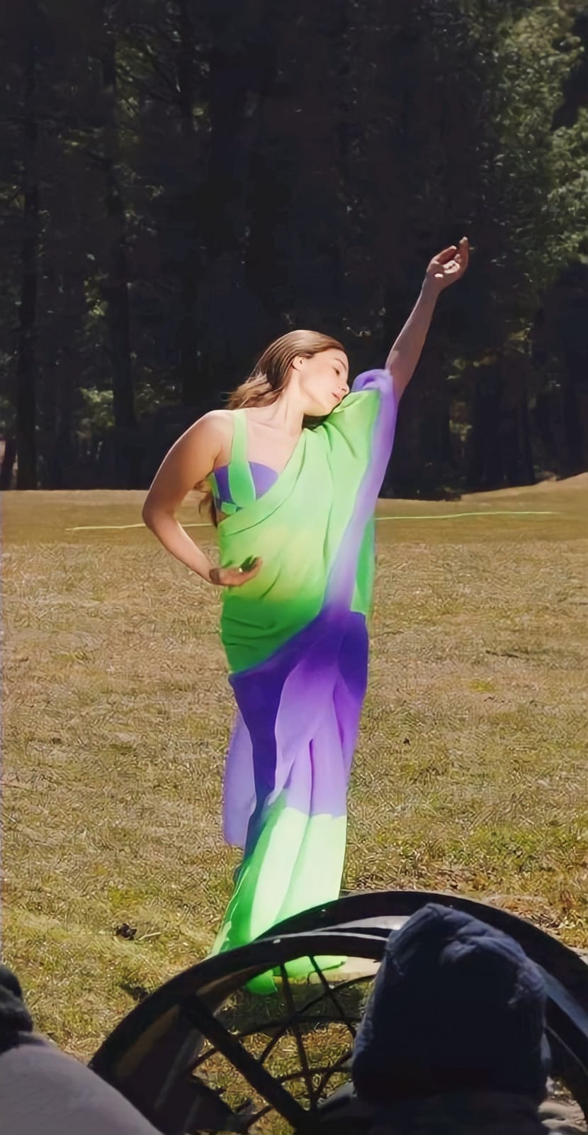 One Minute Ready To Wear Green and Purple Ensemble Saree