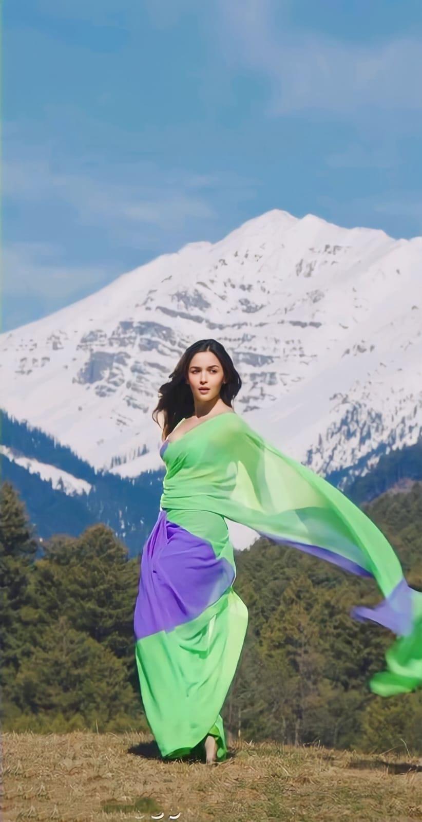 One Minute Ready To Wear Green and Purple Ensemble Saree