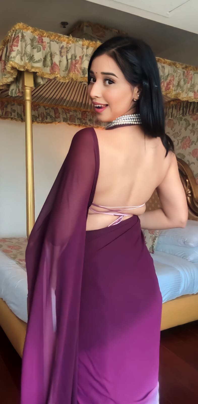 One Minute Ready To Wear Luxe Drapery Purple and White Elegance Saree