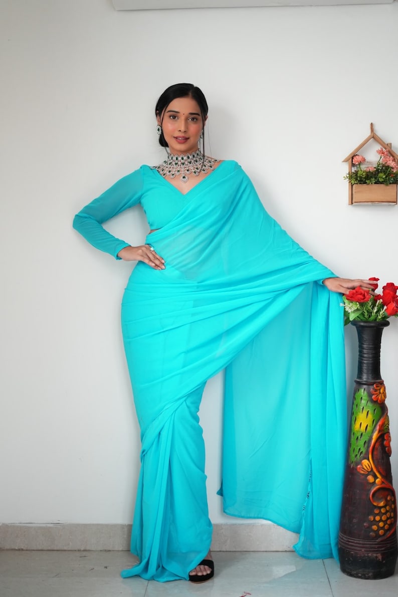 One Minute Ready To Wear Oceanic Grace Attire Saree