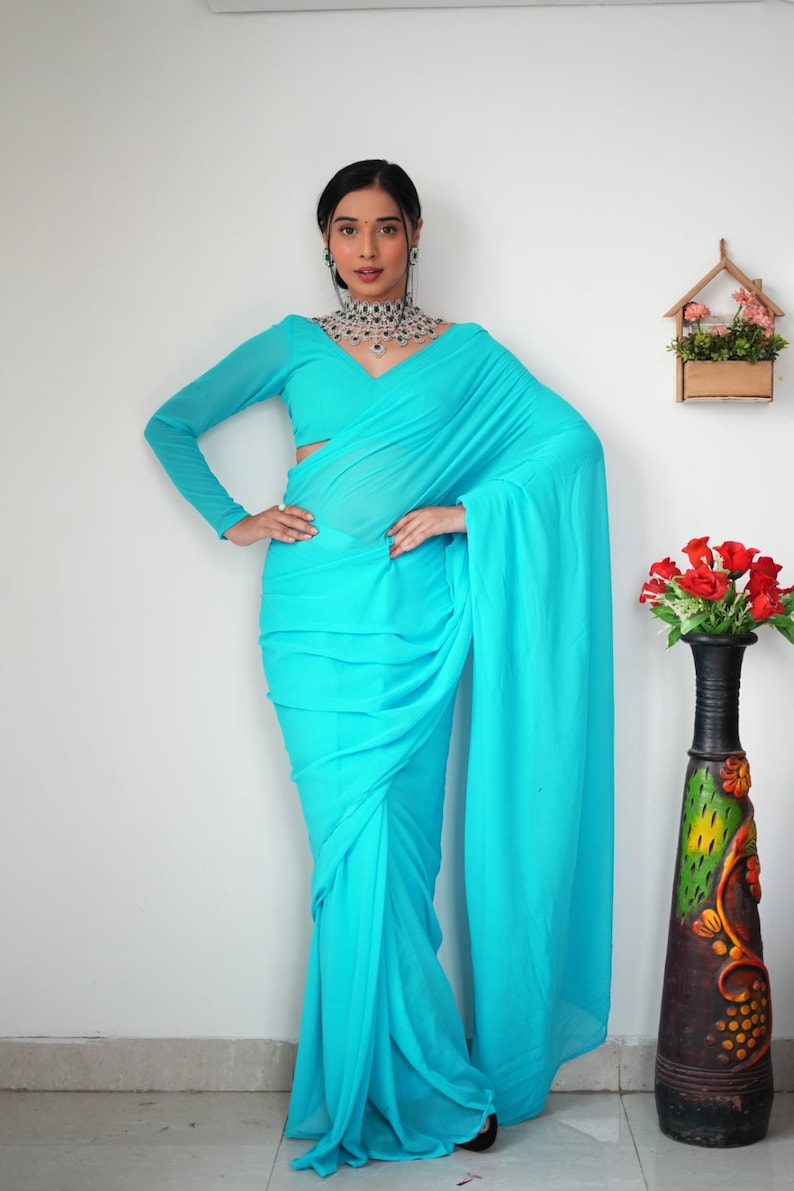 One Minute Ready To Wear Oceanic Grace Attire Saree
