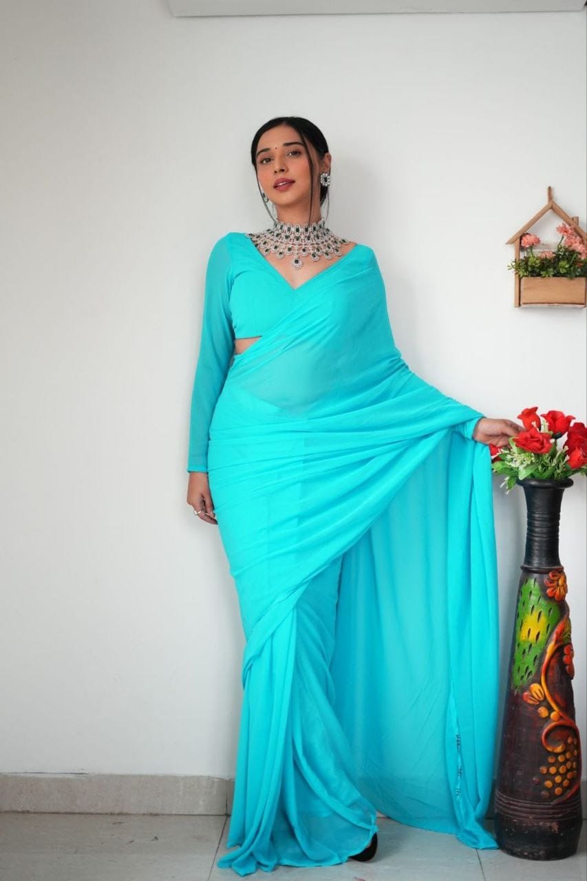 One Minute Ready To Wear Oceanic Grace Attire Saree