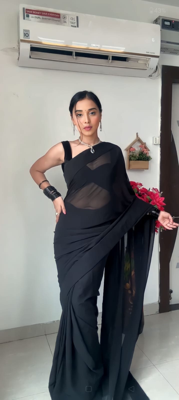 One Minute Ready To Wear Classic Black Charm Saree