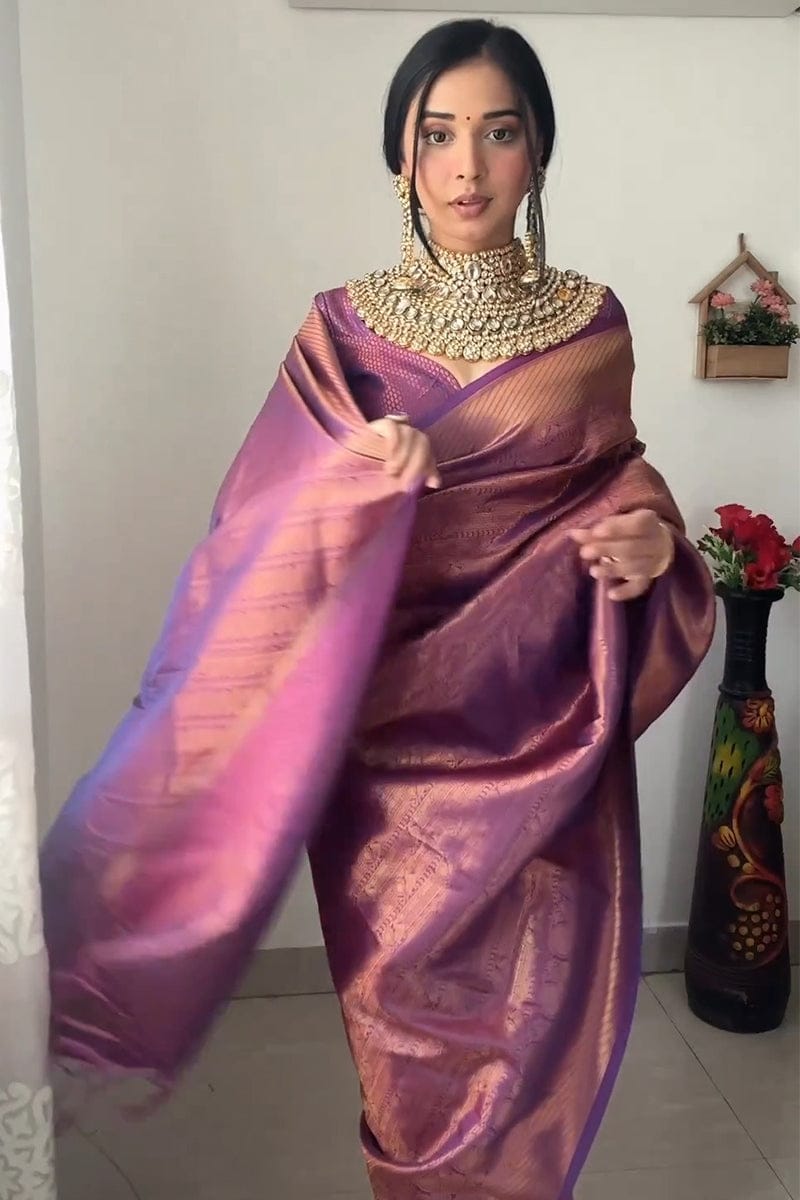 One Minute Ready To Wear Majestic Charm Purple Weave Saree