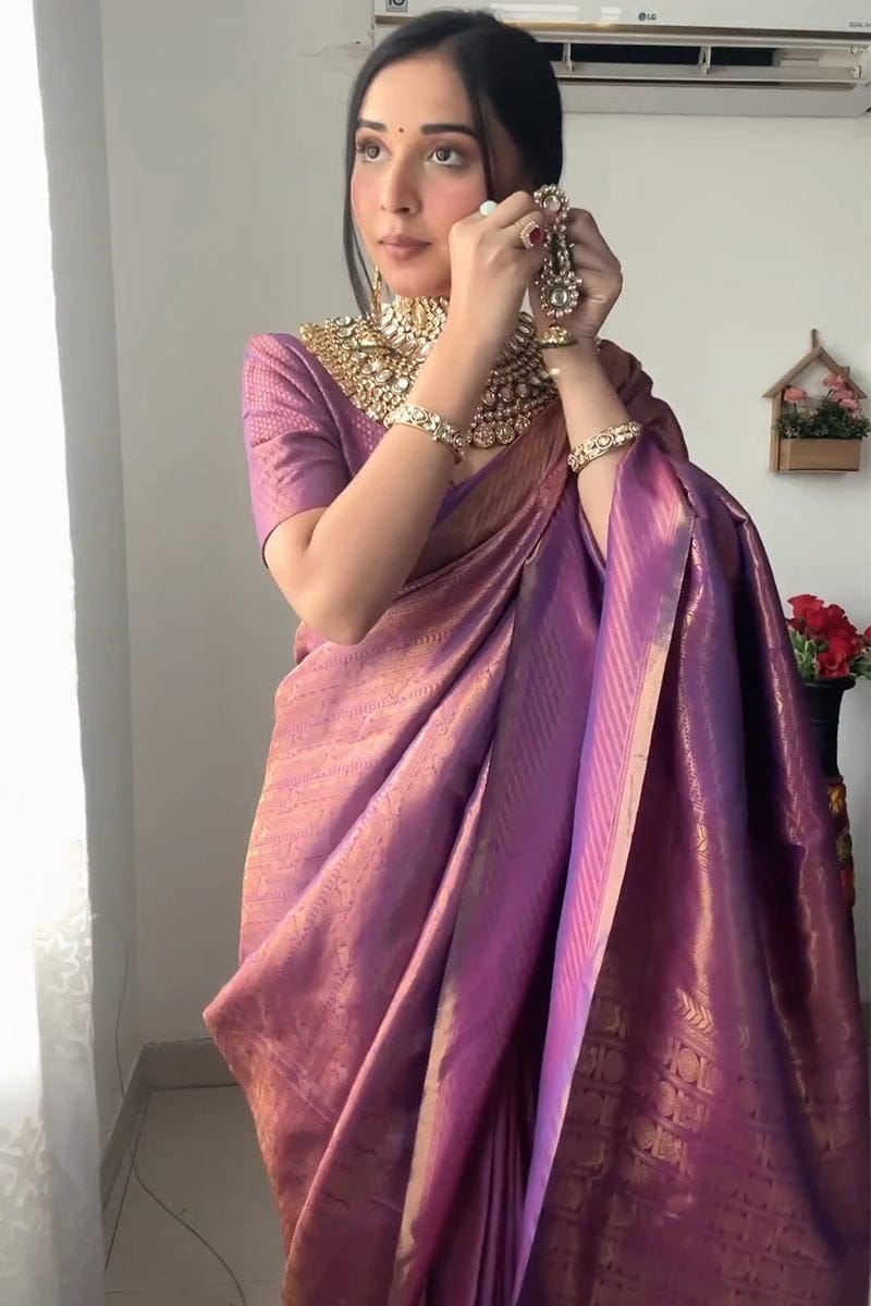 One Minute Ready To Wear Majestic Charm Purple Weave Saree