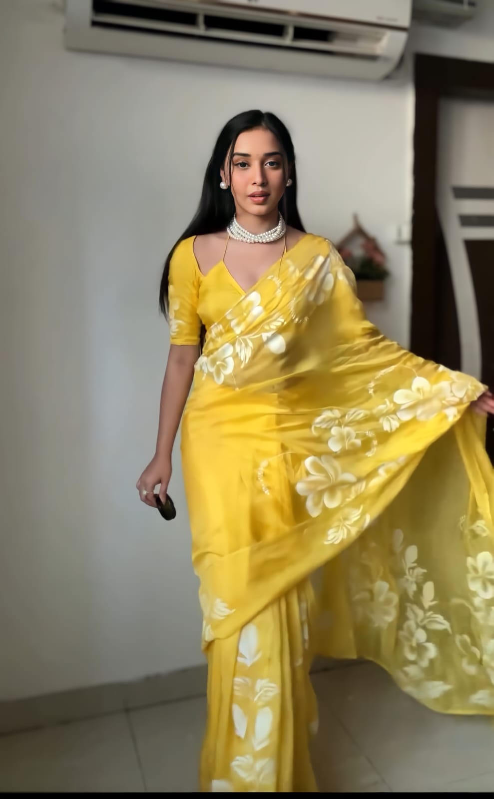 One Minute Ready To Wear Luminous Yellow Saree