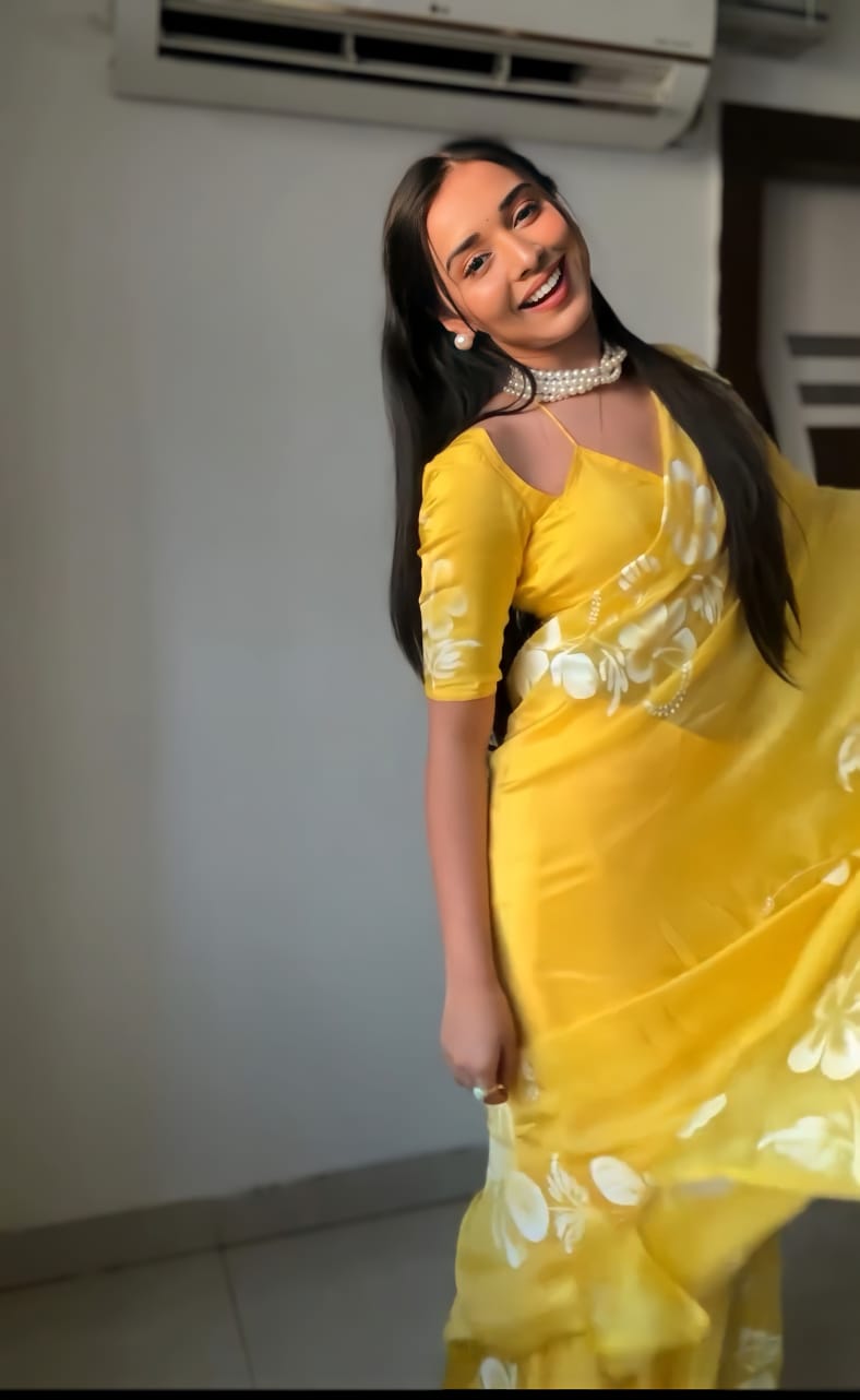 One Minute Ready To Wear Luminous Yellow Saree