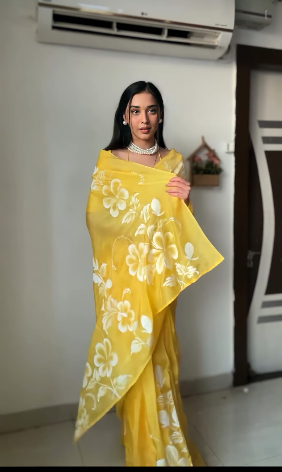 One Minute Ready To Wear Luminous Yellow Saree