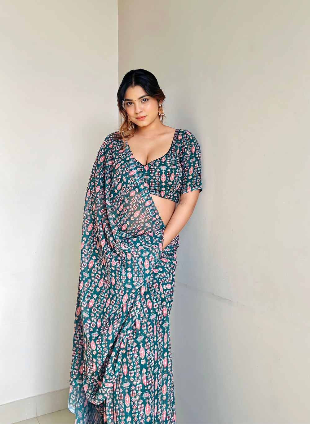 One Minute Ready To Wear Classic beauty Printed Saree