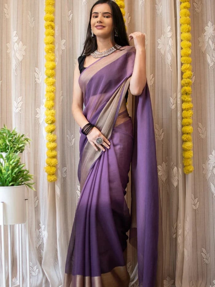 One Minute Ready To Wear Majestic Aura Soft Chiffon Silk Saree