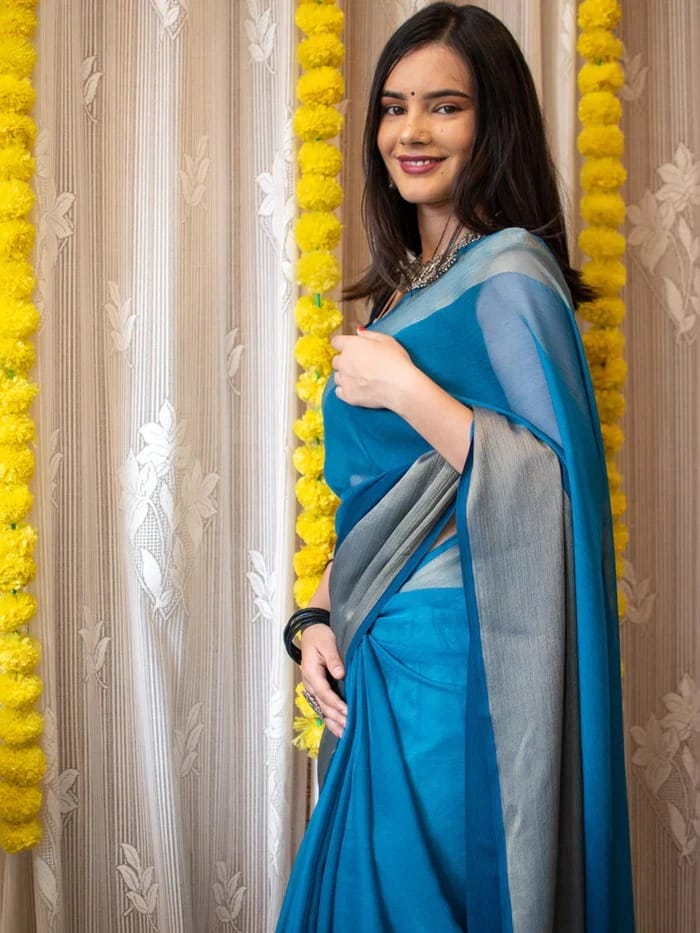 One Minute Ready To Wear Aegean Beauty Soft Chiffon Silk Saree