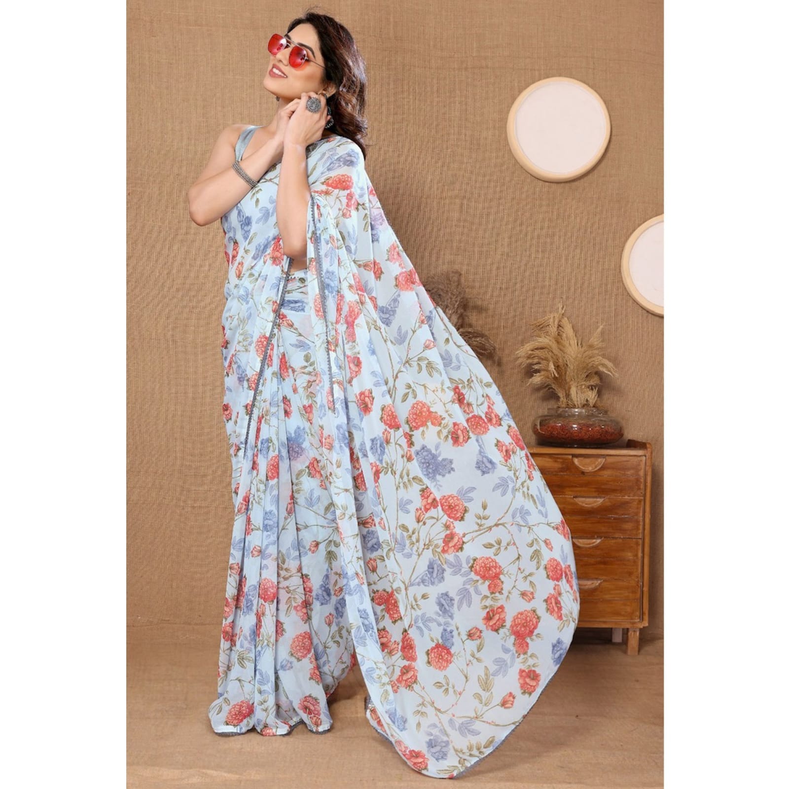 One Minute Ready To Wear Graceful Floral Saree