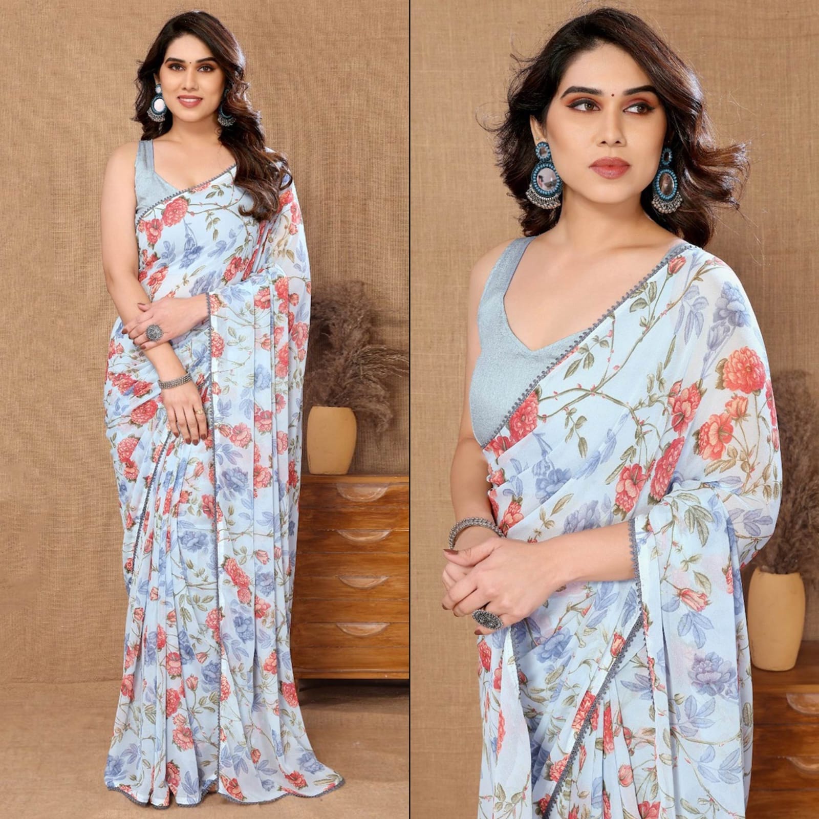 One Minute Ready To Wear Graceful Floral Saree