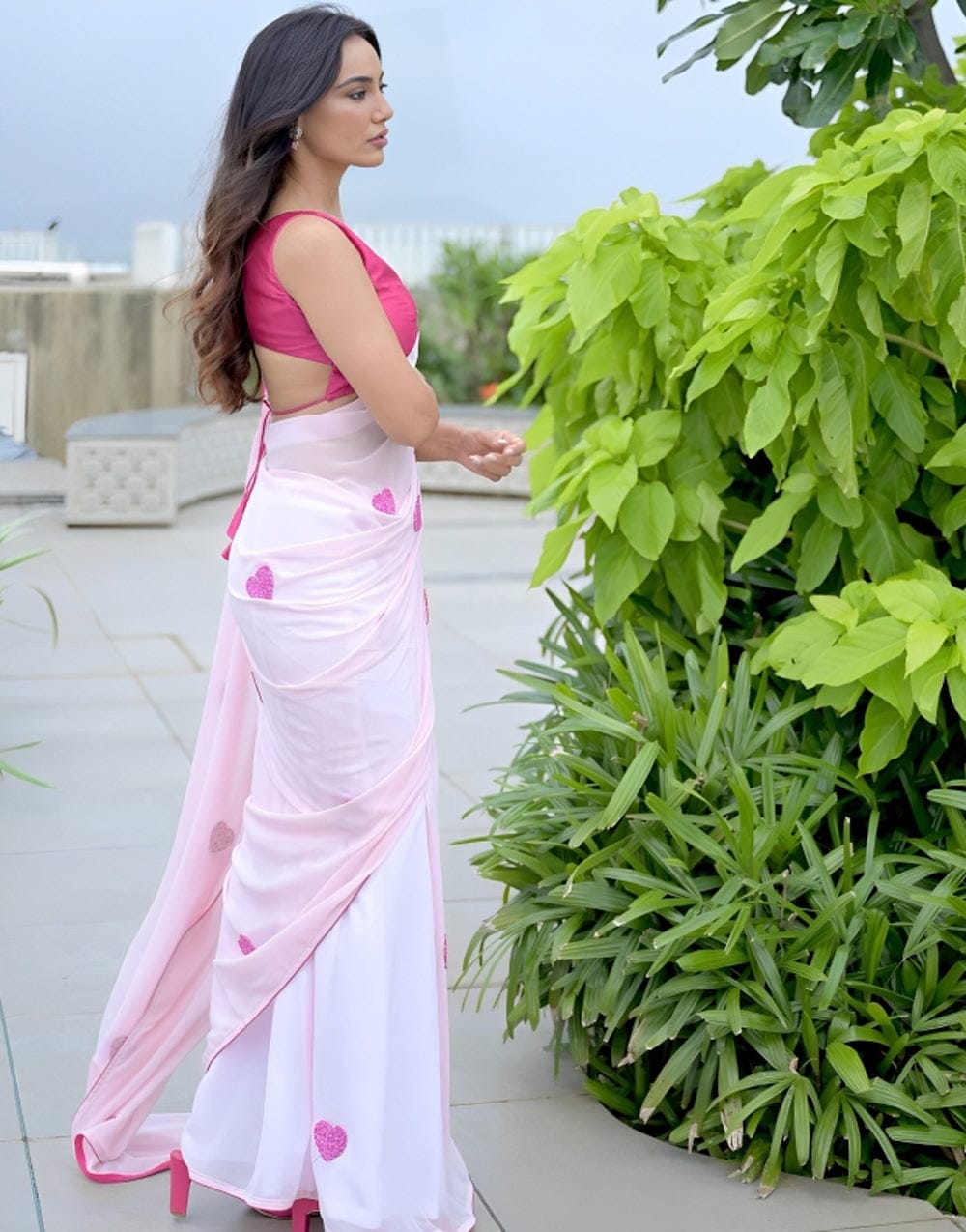 One Minute Ready To Wear Pink Elegance Saree