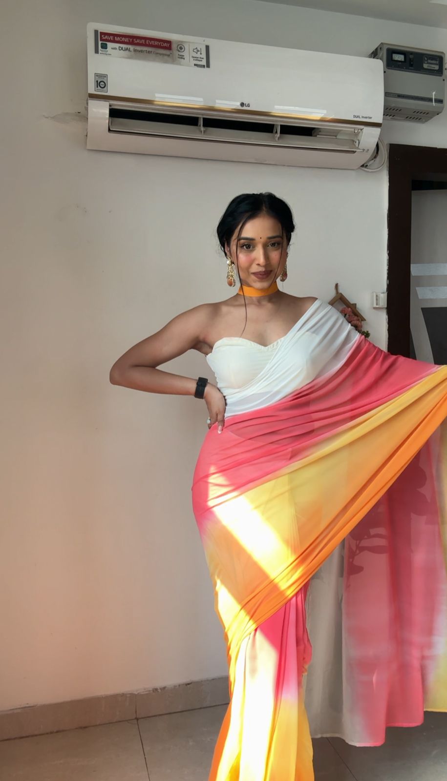 One Minute Ready To Wear Golden Glow Attire Saree
