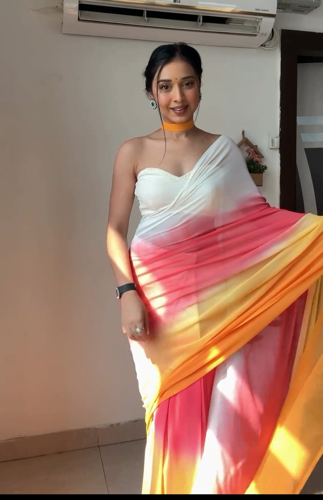 One Minute Ready To Wear Golden Glow Attire Saree