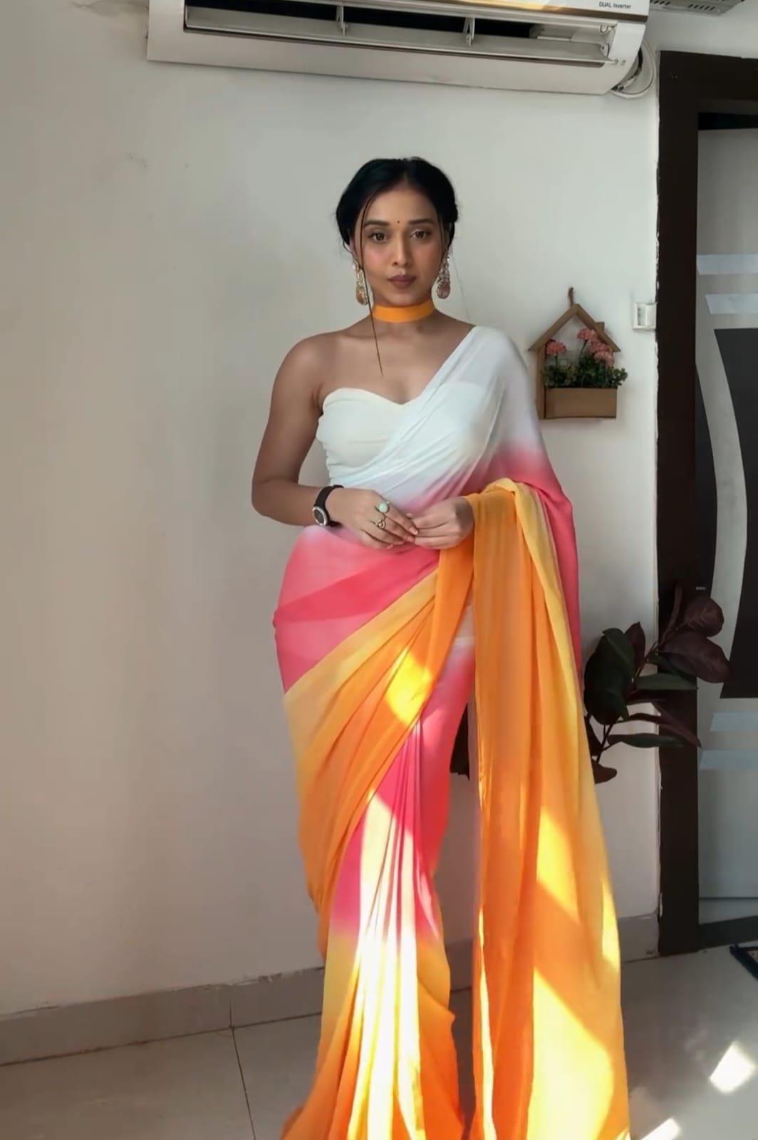 One Minute Ready To Wear Golden Glow Attire Saree