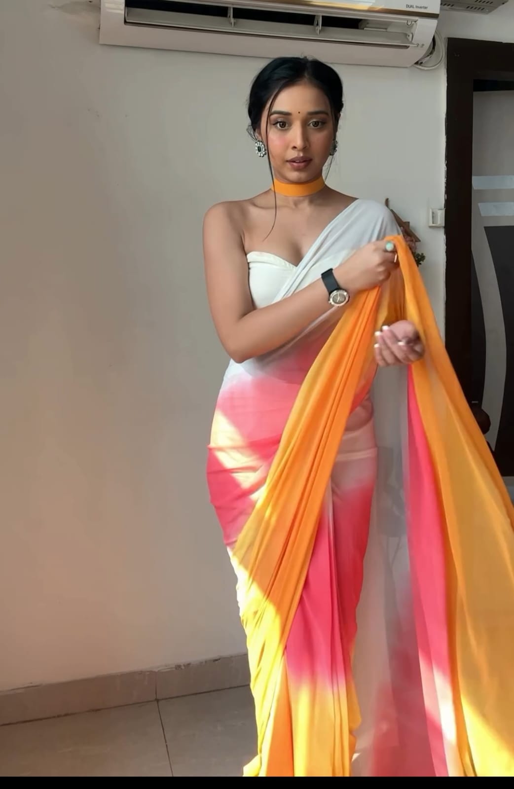 One Minute Ready To Wear Golden Glow Attire Saree