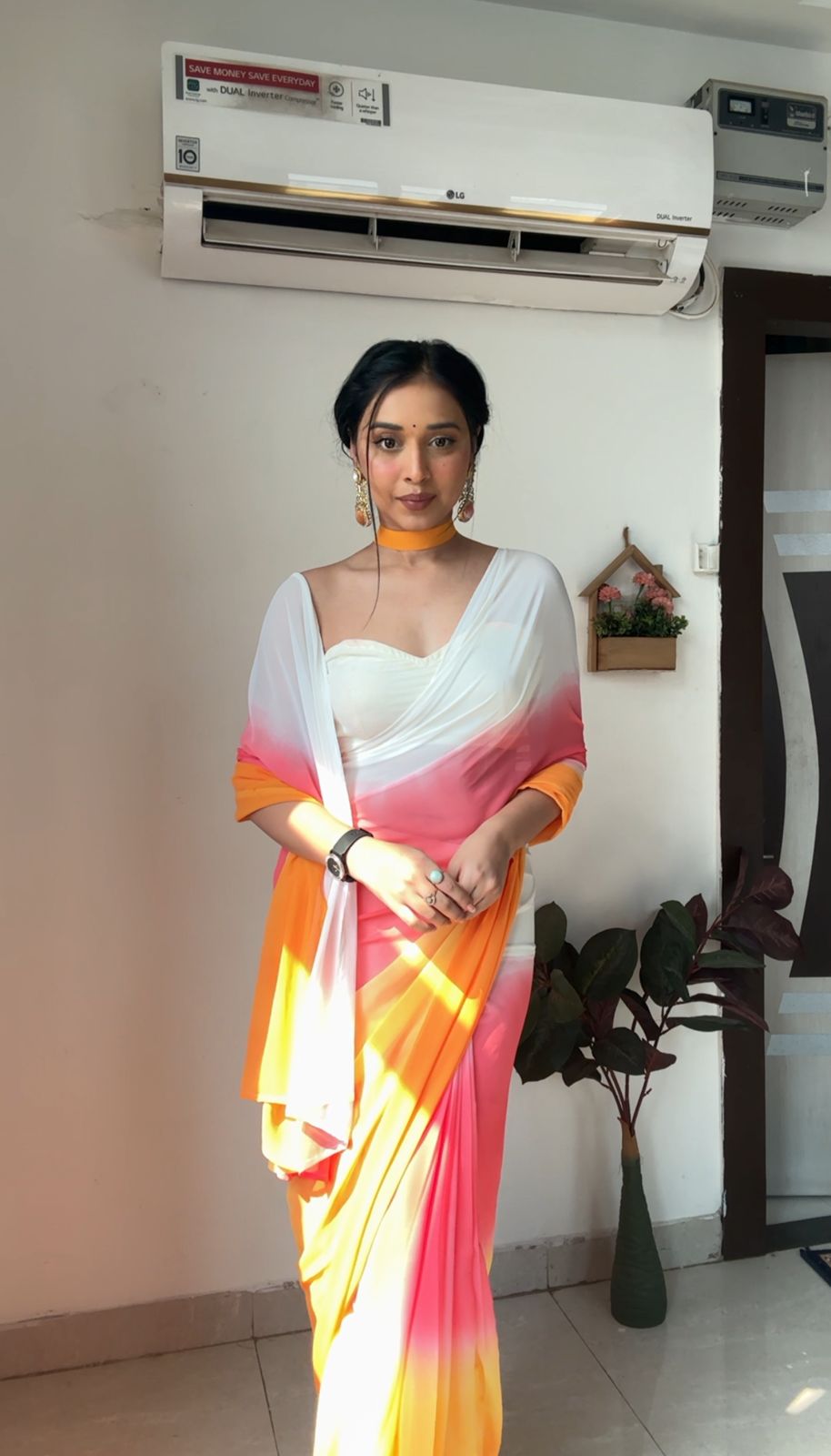 One Minute Ready To Wear Golden Glow Attire Saree