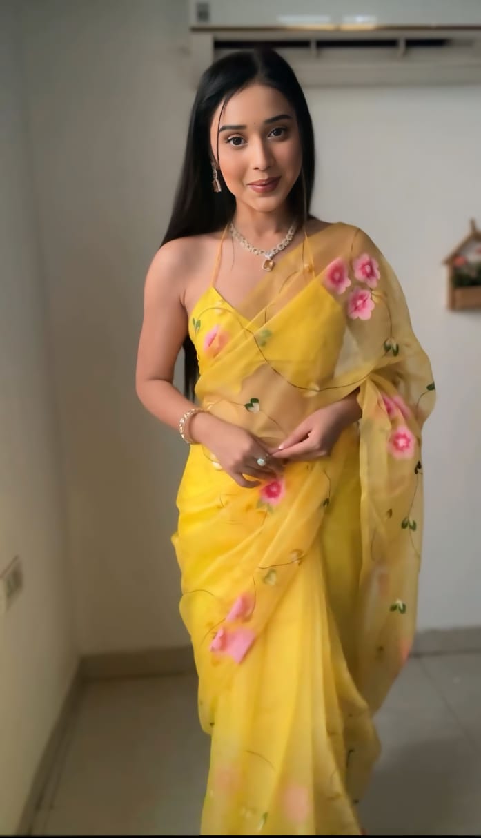 One Minute Ready To Wear Vibrant Yellow Luminous Charm Saree