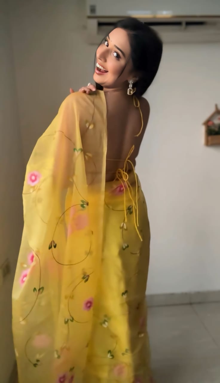 One Minute Ready To Wear Vibrant Yellow Luminous Charm Saree