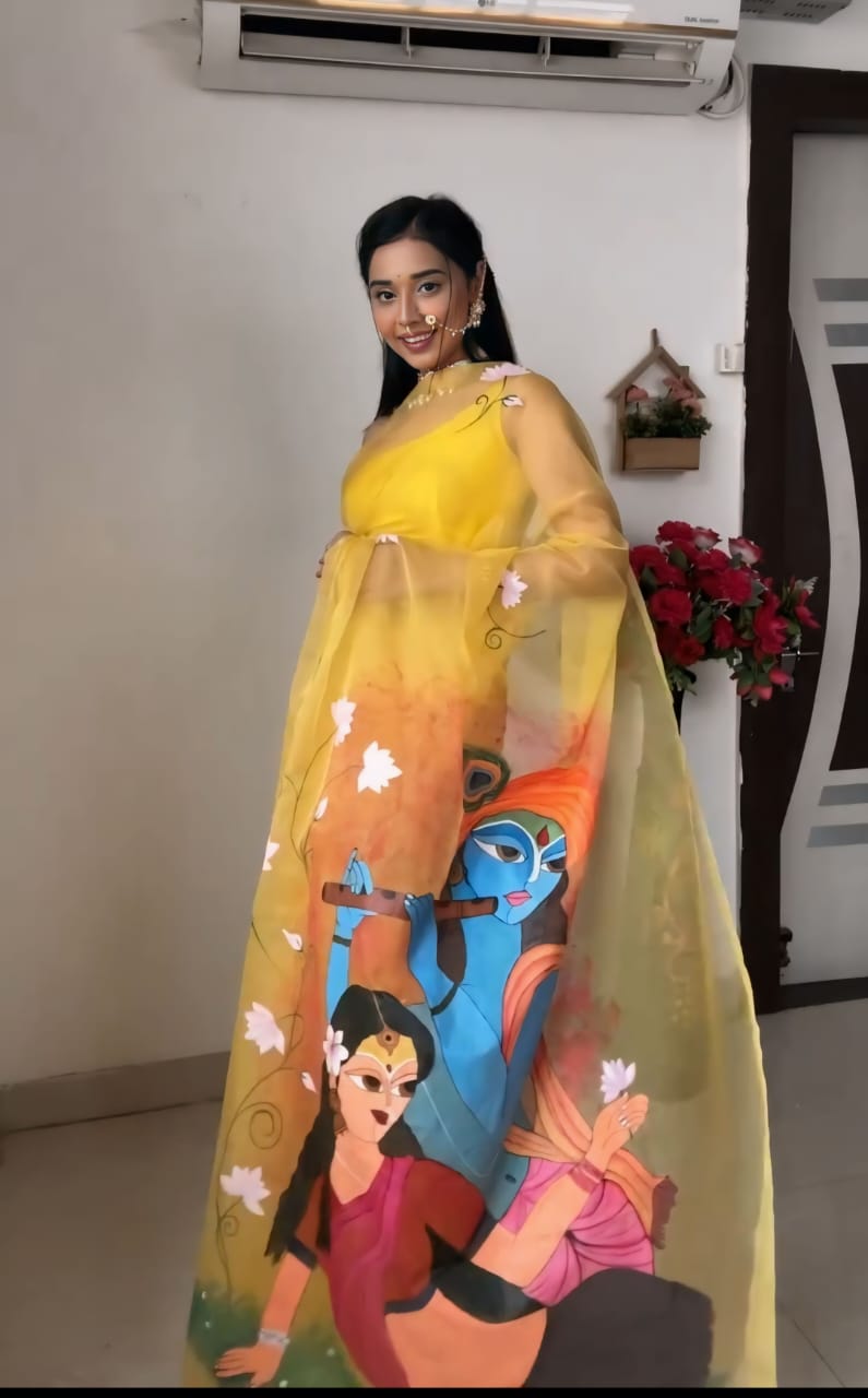 One Minute Ready To Wear Vibrant Yellow Essence Saree