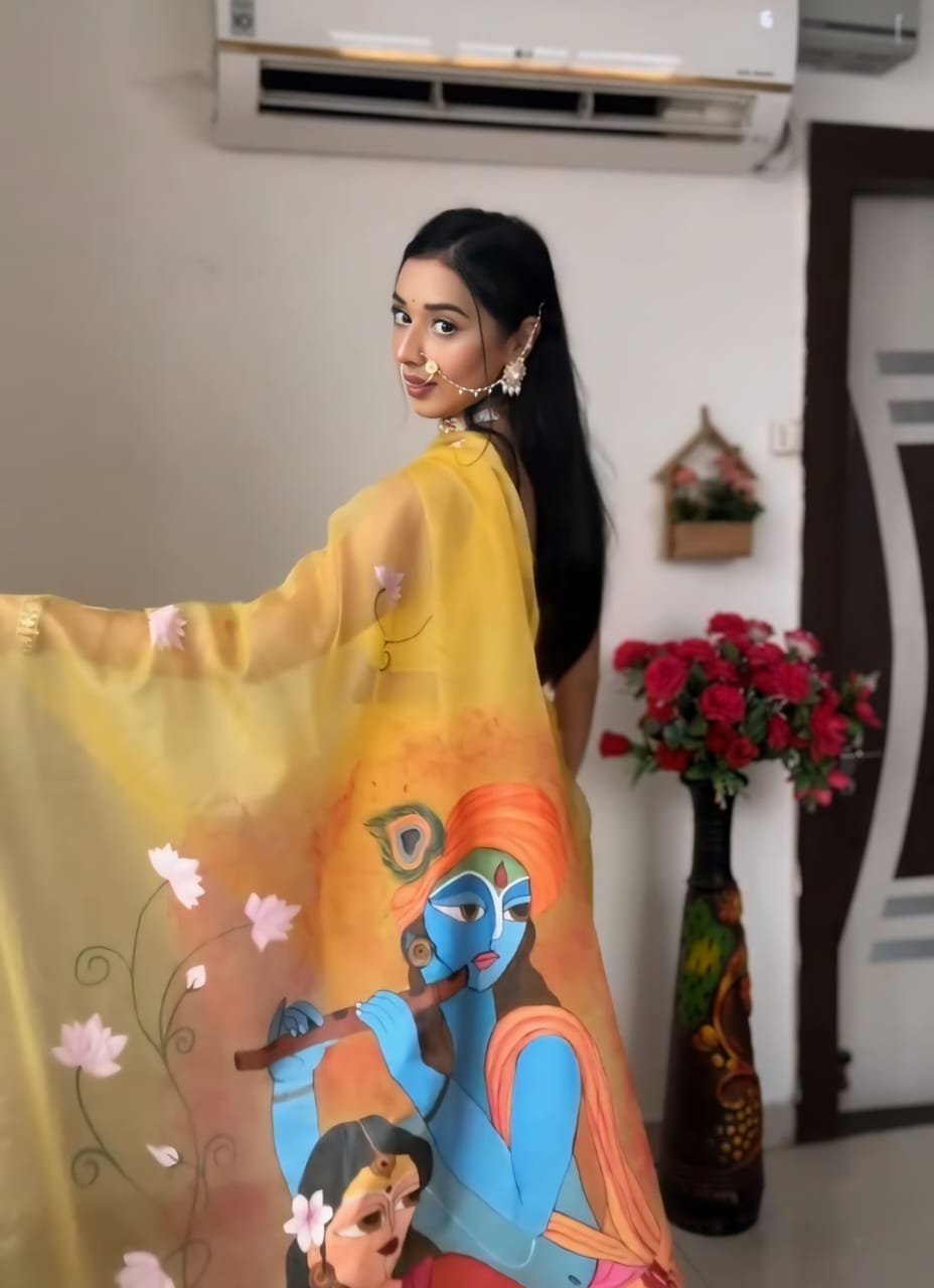 One Minute Ready To Wear Vibrant Yellow Essence Saree