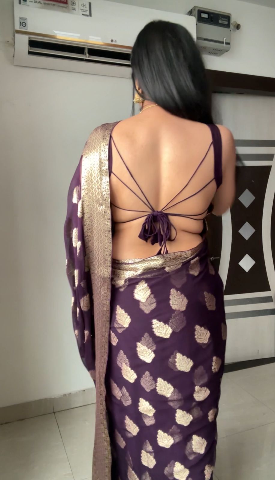 One Minute Ready To Wear Majestic Violet  Saree