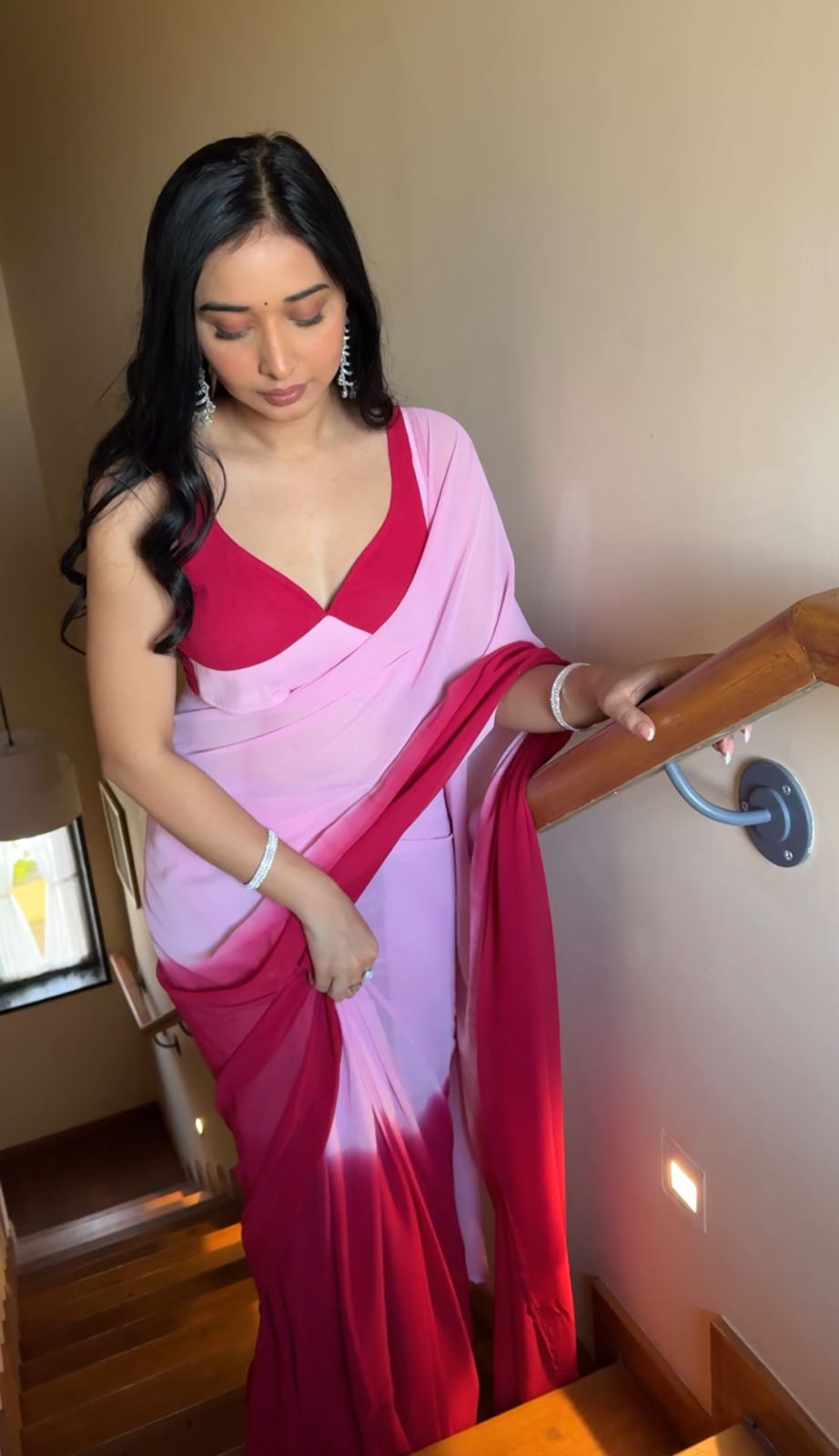 One Minute Ready To Wear Pink Radiance Elegant Embrace Saree