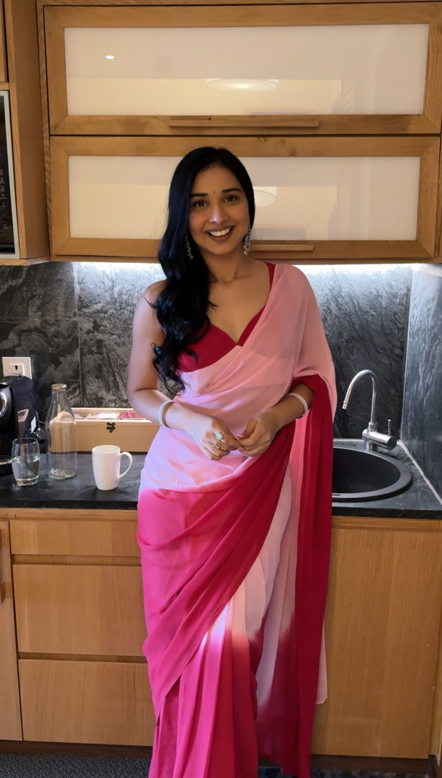 One Minute Ready To Wear Pink Radiance Elegant Embrace Saree