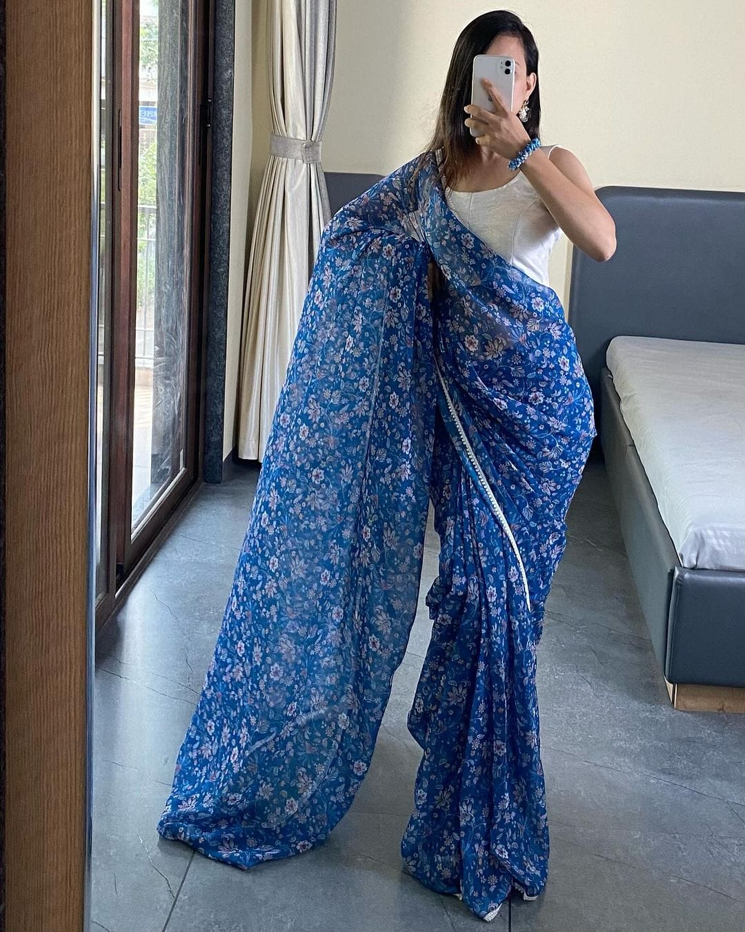 One Minute Ready To Wear Floral Elegance Blossom Breeze Saree