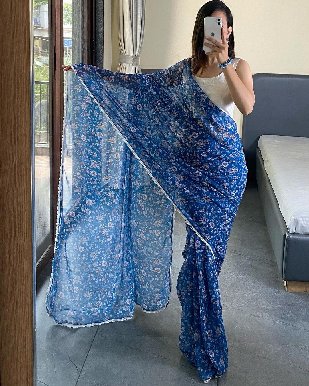 One Minute Ready To Wear Floral Elegance Blossom Breeze Saree