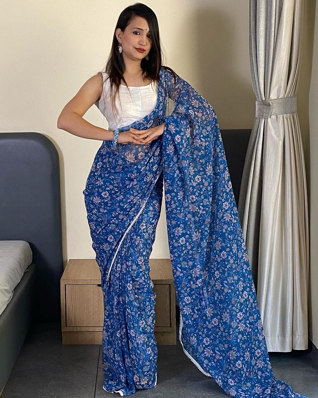 One Minute Ready To Wear Floral Elegance Blossom Breeze Saree