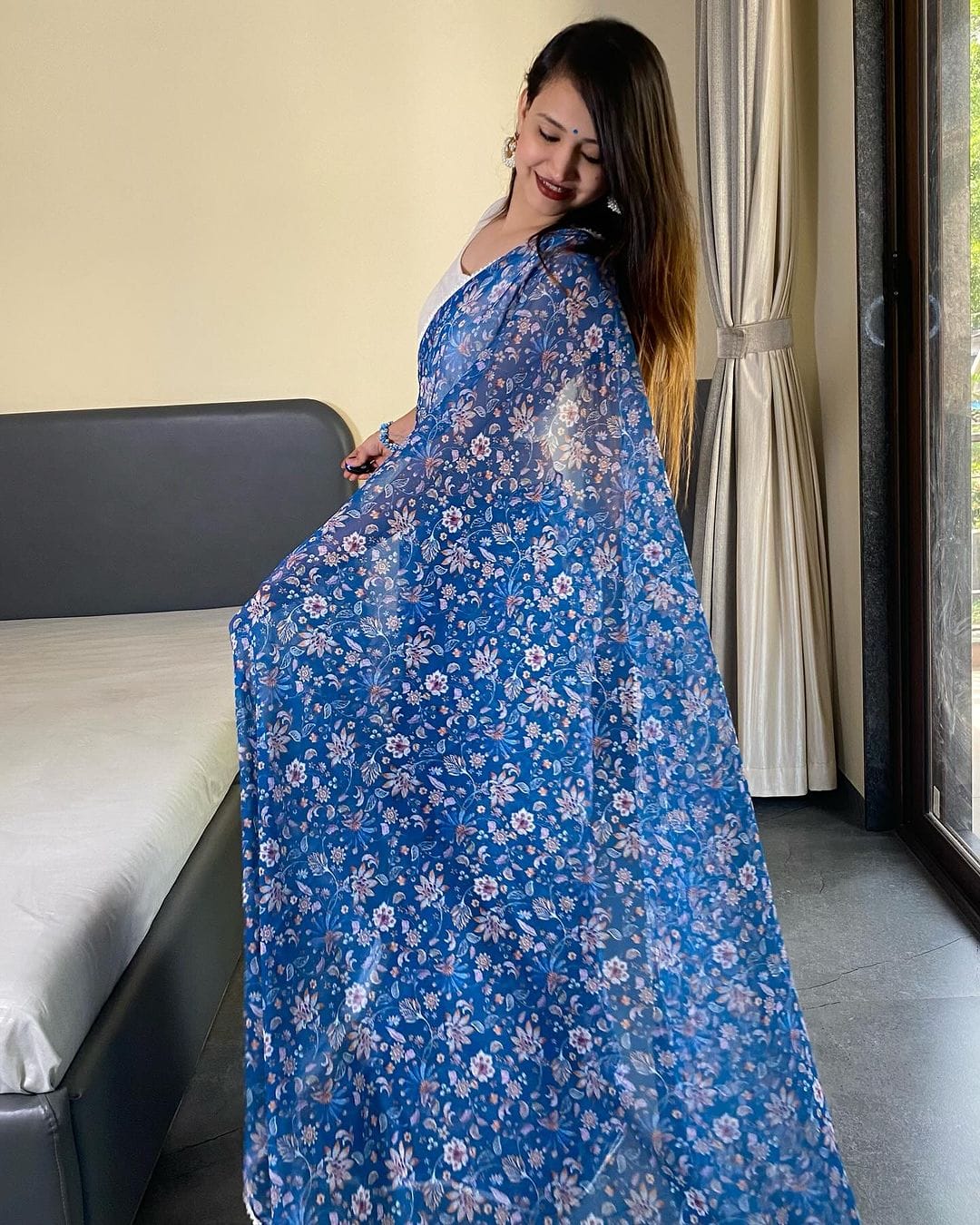 One Minute Ready To Wear Floral Elegance Blossom Breeze Saree